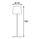 Schematische Darstellung der ADEGAN Stehleuchte Anthrazit E27 ESL max. 24W IP54 mit Durchmesser 40 cm und Höhe 180 cm.