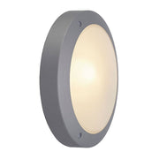 BULAN Deckenleuchte rund silbergrau E14 max. 60W satiniertes Glas, runde Außenleuchte aus Aluminium IP44