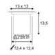 Technische Zeichnung des Dasar Square GU10 Bodeneinbaustrahlers Edelstahl max. 35W IP67 mit Abmessungen.
