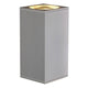 Wandleuchte BIG THEO in silbergrau, eckig, aus Aluminium und Glas mit UP/DOWN Lichtkegel, IP44 geeignet für Außenbereiche.