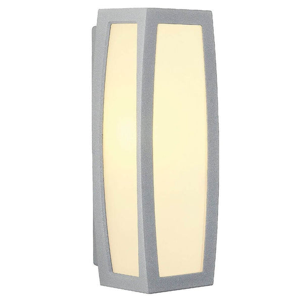Meridian Box outdoor light silver-grey E27 max. 25W with opal PC light diffuser for outdoor use.