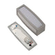 Meridian Box Wandleuchte silbergrau E27 max. 20W mit Sensor, Detailansicht von vorne und hinten.