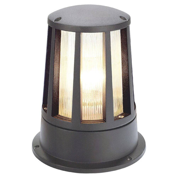 Cone Außenleuchte anthrazit E27 max. 100W IP54, konische Standleuchte aus Aluminium mit klarem strukturiertem Glas