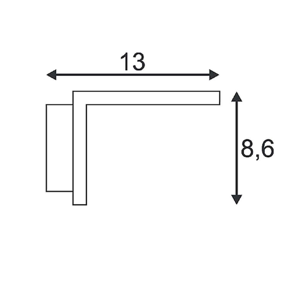 Technische Zeichnung der ANGOLUX Wall Wandleuchte weiß 36 SMD LED 3000K mit Maßen 13 cm x 8,6 cm.