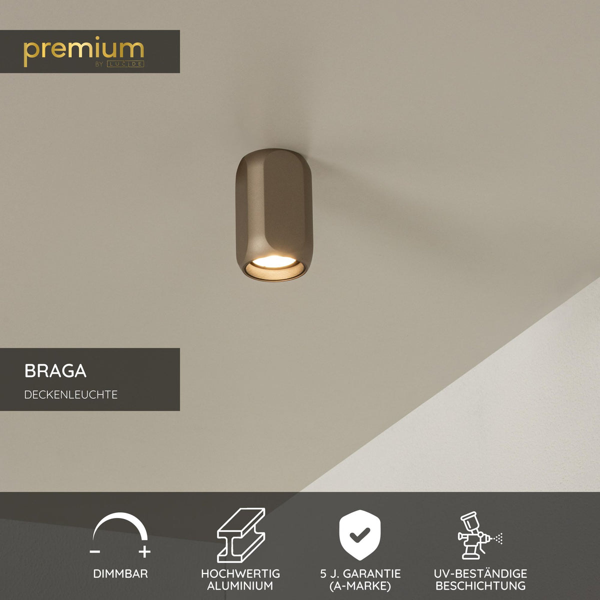 Ceiling light Braga 1-light Square Coffee, Black (3)