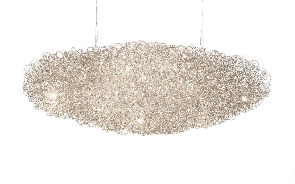 Pendellampe Dirigibile Oval 20-lampe 125x48cm Sølv 