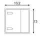 Technische Zeichnung der LOGS Wall Wandleuchte eckig weiß 6W LED Warmweiß mit Maßen von 13,2 x 13 cm.