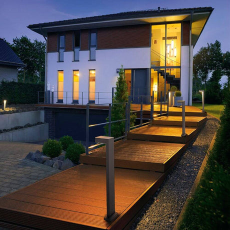 Quadrasyl Stehleuchte SL 75 eckig silbergrau GX53 max. 11W, moderne Außenbeleuchtung am Haus