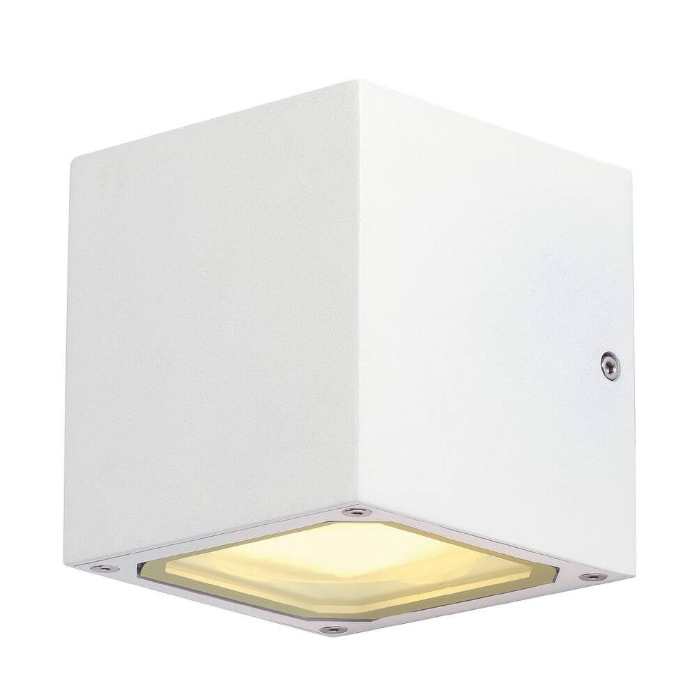 SITRA CUBE Wandleuchte weiß GX53 max. 9W, würfelförmig, aus lackiertem Aluminium, IP44, für Außenbereich geeignet.
