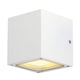 SITRA CUBE Wandleuchte weiß GX53 max. 9W, würfelförmig, aus lackiertem Aluminium, IP44, für Außenbereich geeignet.