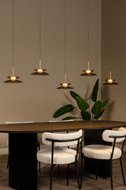 LED-Suspension Santiago à 5 lumières à intensité variable CCT verre ambré 150cm (1)