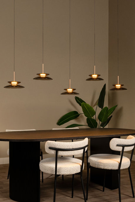 LED-Pendelleuchte Santiago 5-flammig dimmbar CCT Glas Amber 150cm (1)