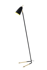 Stehleuchte Obelisco mit Schirm Rund 152 cm Gold, schwarze Metallleuchte von Holländer mit goldenen Akzenten