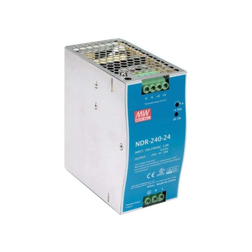 240W Netzteil für Hutschiene, 24V, geeignet für LED-Strips, kompakte Bauform, effiziente Stromversorgung.