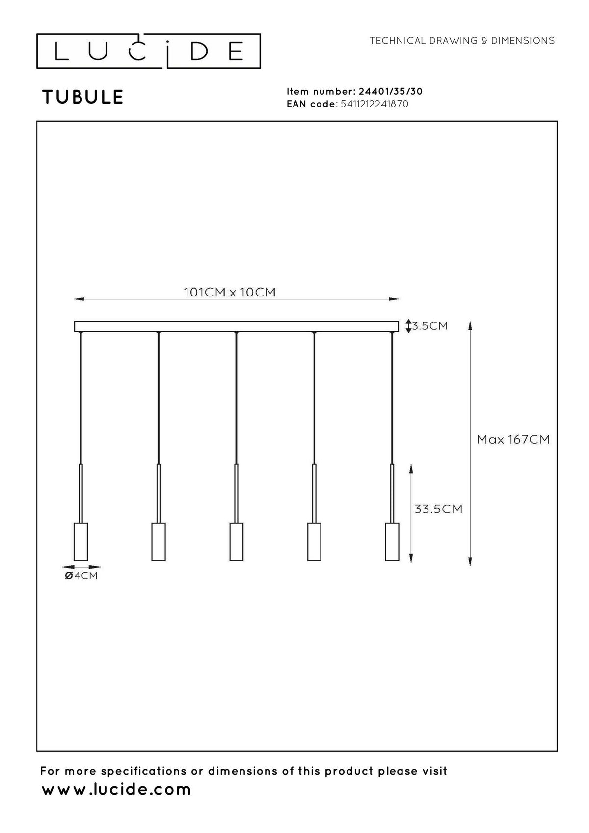 LED-Pendelleuchte Tubule 5-flammig (7)