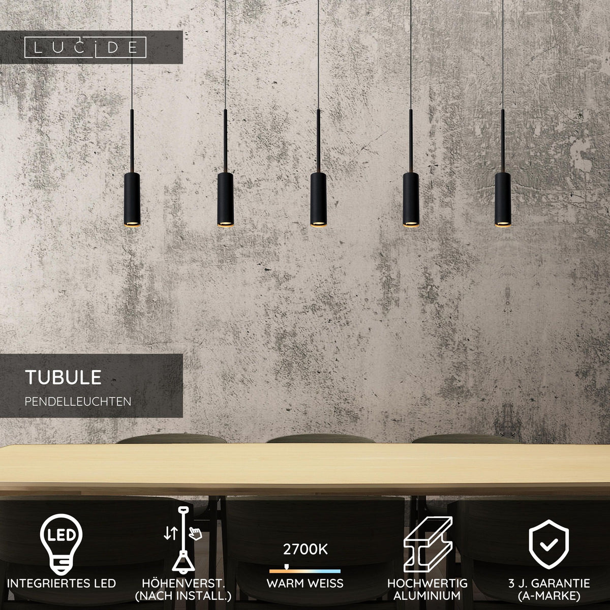 LED-Pendelleuchte Tubule 5-flammig (6)