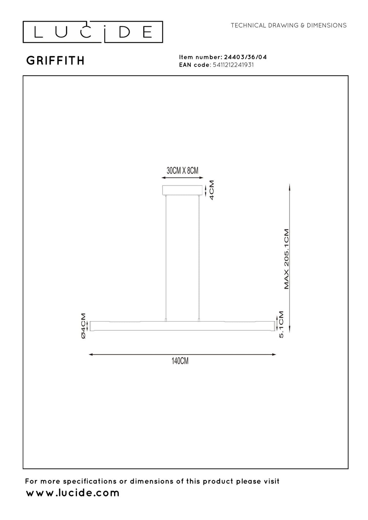 LED-Pendelleuchte Griffith Bronze 140cm CCT Touchdimmer (7)