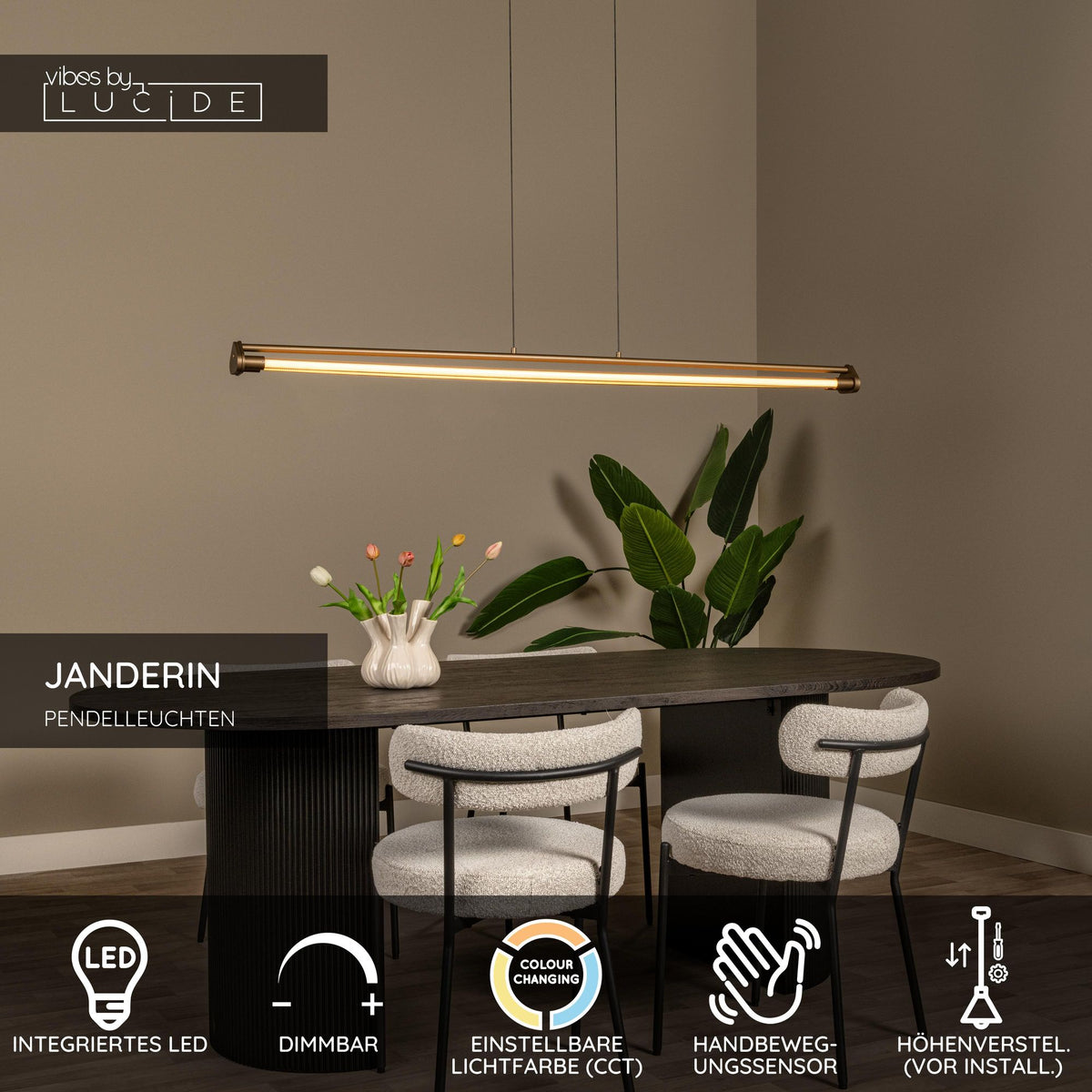 LED-Janderin pendant light 2-light dimmable with gesture control Champagne (6)