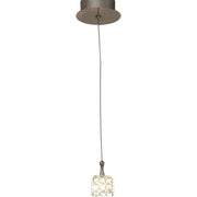 Candeeiro suspenso quadrado em metal cromado-vidro de cristal prateado-transparente com um design elegante e um aspeto moderno.