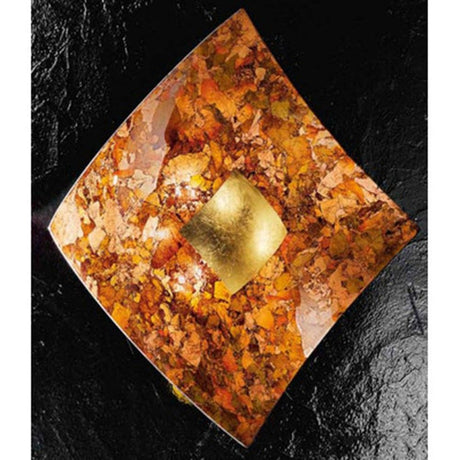Quadrangolo Herbst Wand- & Deckenleuchte Glas 18cm in orange und goldfarbene Akzenten auf schwarzem Hintergrund.