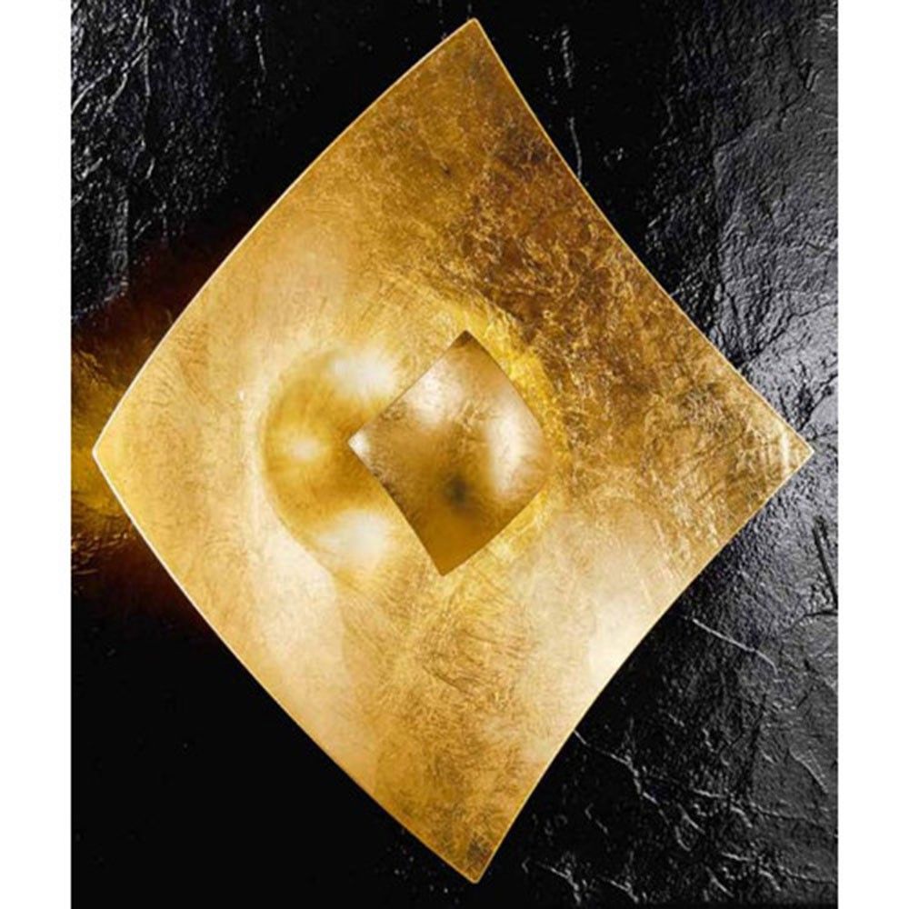 Quadrangolo Gold Wall &amp; Ceiling Light Glass 18cm