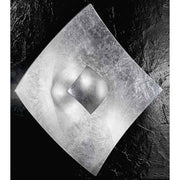 Quadrangolo silver wall and ceiling light, leaf silver foil, 50 cm on a black background