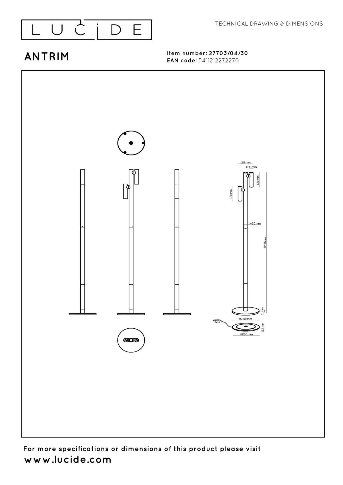 LED-Lese-Stehleuchte Antrim 2-flammig mit Akku (6)