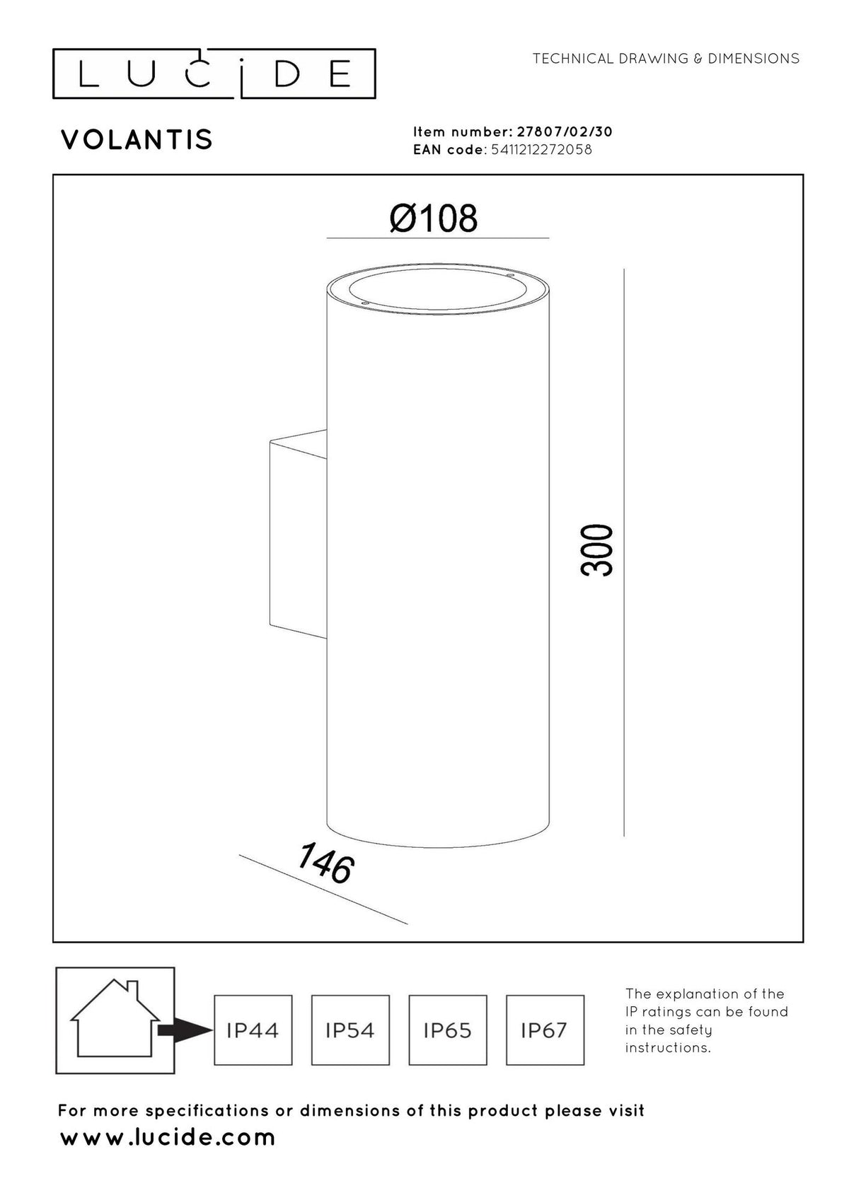 Außenwandstrahler Volantis 2-flammig Up & Down IP54 Schwarz (4)