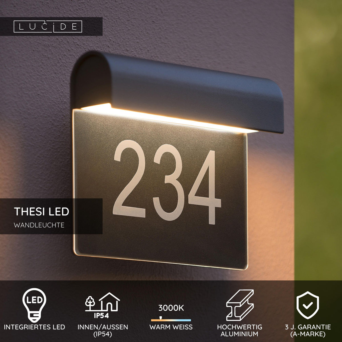 LED-Außenwandleuchte Thesi 3000K IP54 Schwarz (5)
