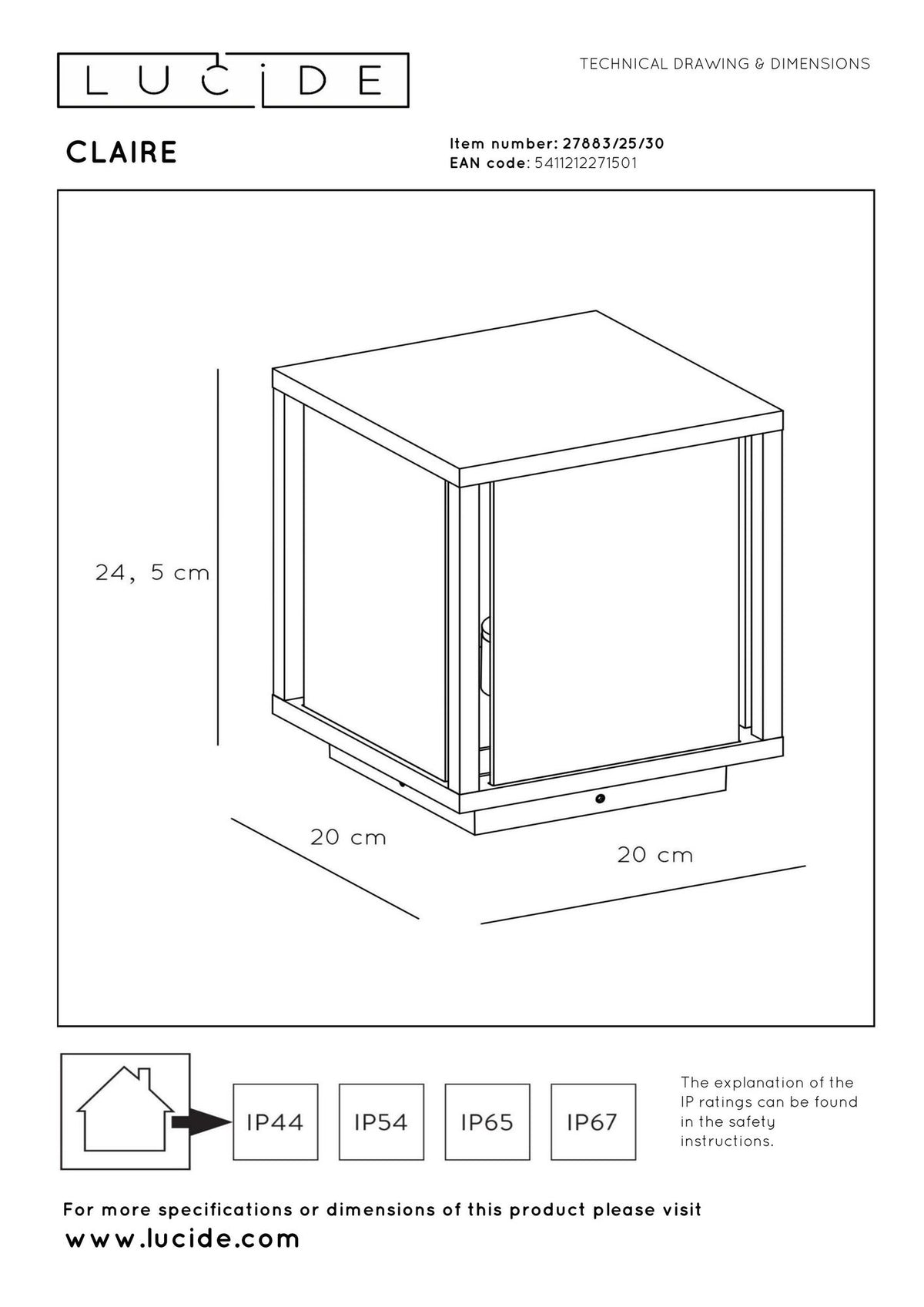 Wegeleuchte Claire IP54 mit Glasschirm Anthrazit (5)