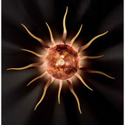 Serenata aplique e plafon 3 luzes bola de cristal âmbar Ø 92 cm em elegante forma de sol