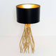 Tischleuchte Capri Mittel Metall Gold-Schwarz mit goldener Fassung und schwarzem Lampenschirm.