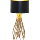 Tischleuchte Capri Mittel Metall Gold-Schwarz mit modernem Design und goldenen Ästen als Basis.