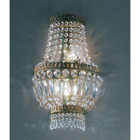 Kinkiet Candela 2-punktowy zielony antyczny z złotem 47 cm - elegancka lampa ścienna z kryształowymi zdobieniami