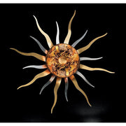 Aurora wall and ceiling light, 16 rays, Ø 70 cm, with gold and silver rays on a black background.