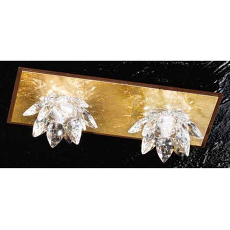 Fiore Cristallo Wand- & Deckenleuchte 2-flammig Sockel Rost-antik 25cm mit zwei elegante Kristallstrahlern.
