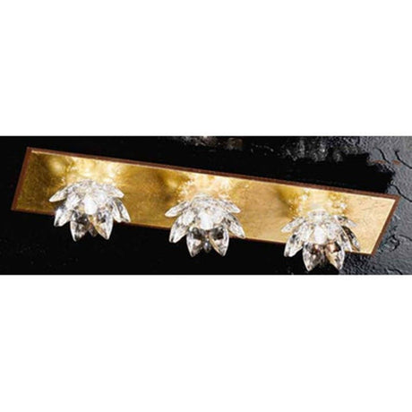 Fiore Cristallo Wand- & Deckenleuchte 3-flammig Sockel Rost-antik 40cm mit klaren Kristall-Lichtern