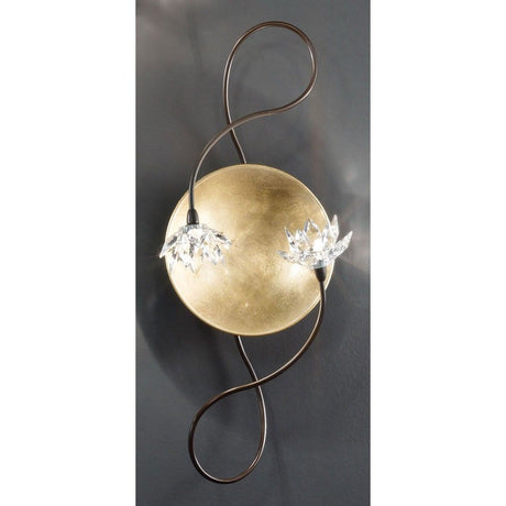 Fiorella Gold lampa ścienna 2-punktowa, ramiona w stylu antycznej rdzy, 52 cm, z eleganckimi kryształowymi światłami.