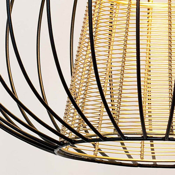 Pendelleuchte Capello Gross Eisen Schwarz-Gold von Holländer, schwarze Eisenschirm-Pendelleuchte mit goldener Innenoptik