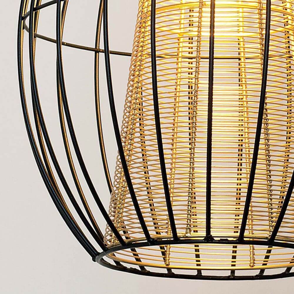 Pendelleuchte Capello Eisen Schwarz-Gold in modernem Design, elegante Kombination aus Schwarz und Gold.