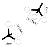 Technische Illustration der DNA Single-3 Decken- & Wandleuchte Schwarz mit Maßen von 22cm und Durchmesser 14cm.