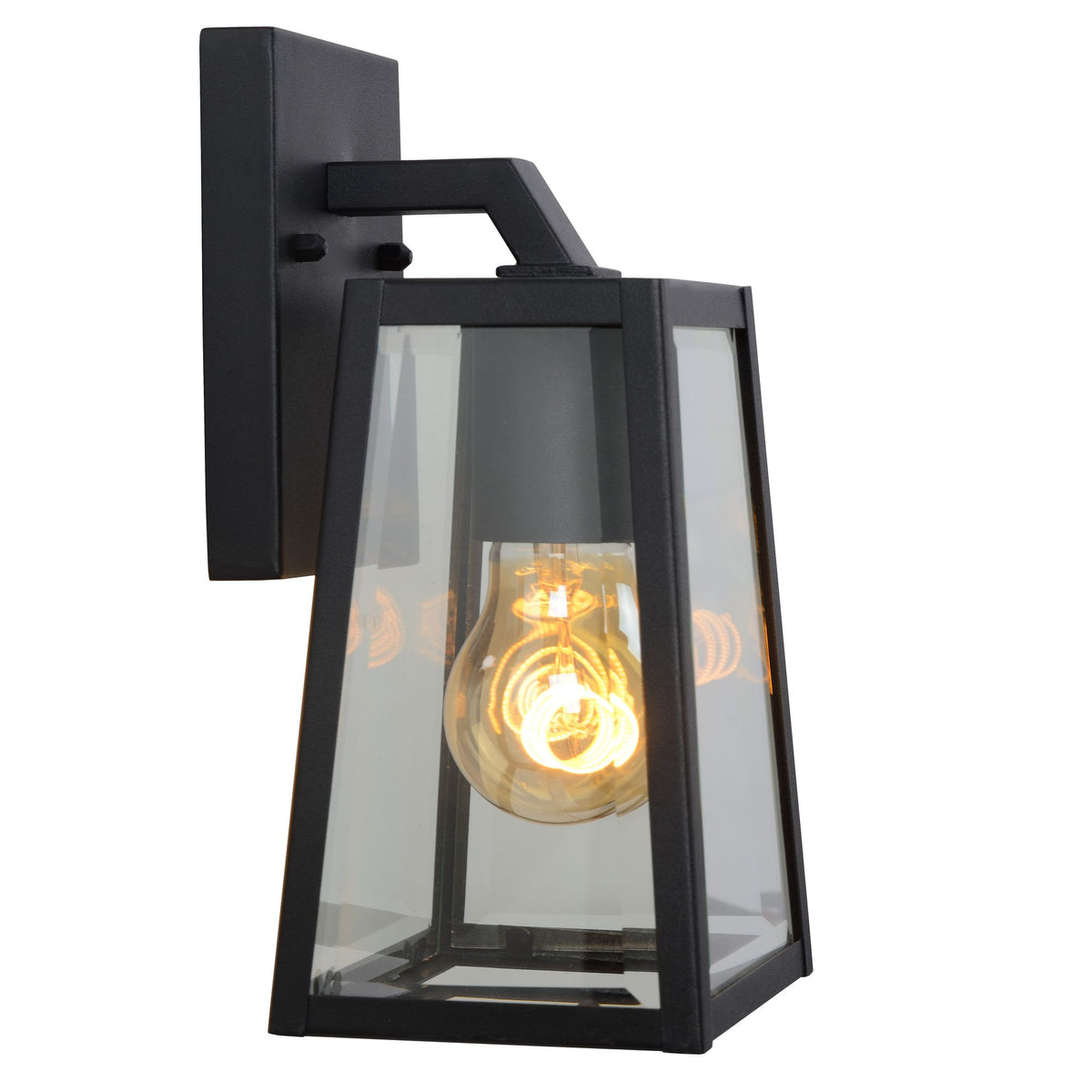 Outdoor wall lantern Matslot 1-light with glass shade Black 24.6cm (4)