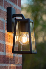 Outdoor wall lantern Matslot 1-light with glass shade Black 24.6cm (1)