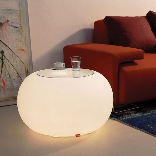 Moree bord eller pall Bubble med glasskiva och drycker, modern design för inomhusbruk.