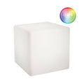 Moree Akku LED Sitzwürfel Cube mit Farbwechsel – weisser, rechteckiger Würfel für Innen- und Außenbereich.