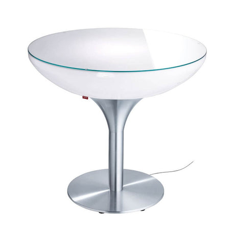 Moree Lounge Table Tisch 75cm o futurystycznym designie z anodowaną aluminiową podstawą.