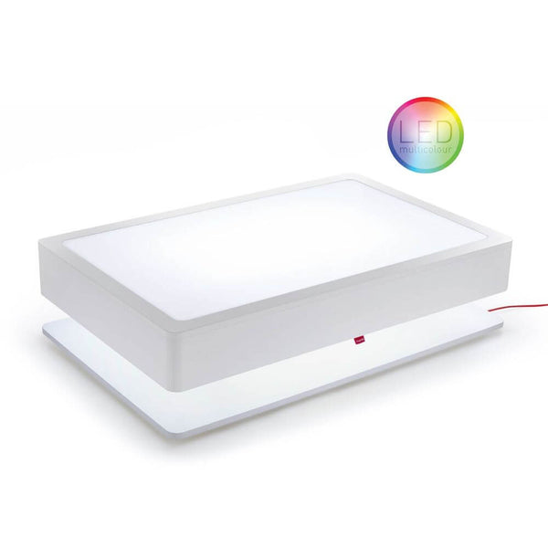 Moree Ora Home LED Couchtisch Pro Weiß mit RGB-Licht, modernem Stauraum und weißem Design