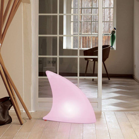 Lampa dekoracyjna Moree Shark LED w kolorze różowym, stylowe oświetlenie wnętrz z multikolorową LED.