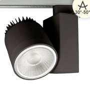 3-Phasen Power-LED Strahler 3000lm 4000K fokussierbar Schwarz Dimmbar mit fokussierbarem Abstrahlwinkel.