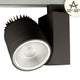 Schwarzer 3-Phasen Power-LED Strahler mit fokussierbarem Abstrahlwinkel 30-50° und A++ Energieeffizienz.